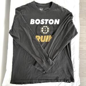 47 Brand NHL Boston Bruins Long Sleeve T-Shirt - 100% Cotton- Large